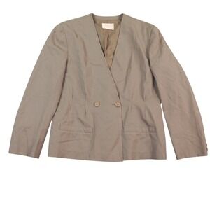 VTG Pendleton Woolen Mills Blazer 40 Tan Virgin Wool Gold Label Collarless Light